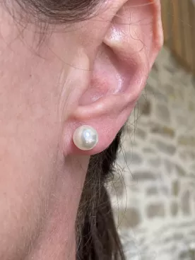 Boucles d'oreilles mariée Puce Aura Nacrée