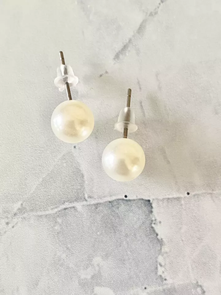Boucles d'oreilles mariée Puce Aura Nacrée