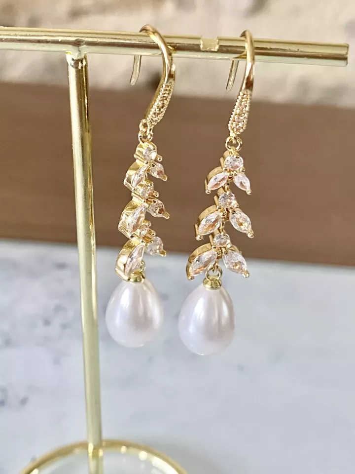 Boucles d'oreilles mariée Branche de Perle