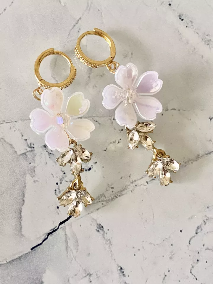 Boucles d'oreilles mariée Fleur de Cristal