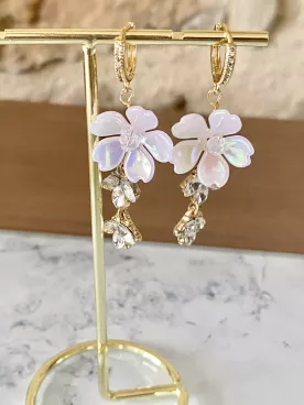 Boucles d'oreilles mariée Fleur de Cristal
