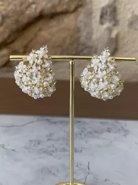 Boucles d'oreilles mariée Floraison Fine