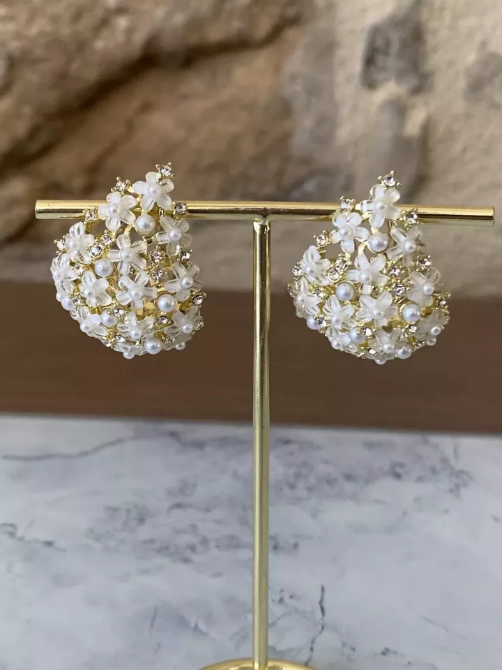Boucles d'oreilles mariée Floraison Fine