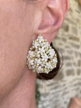 Boucles d'oreilles mariée Floraison Fine