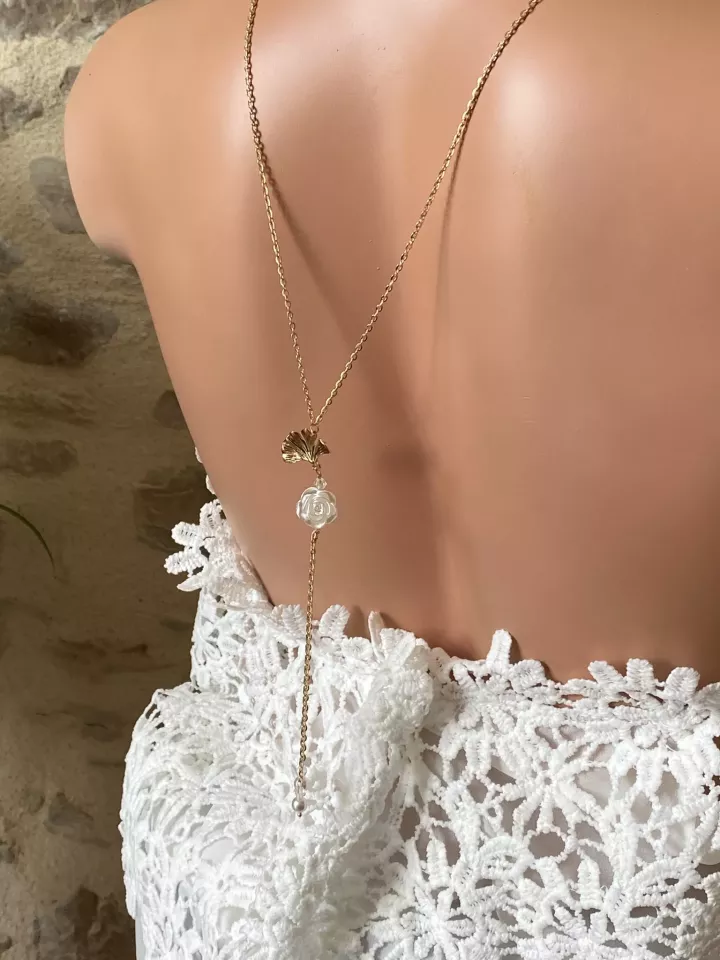 Collier de dos mariée Rose d’Été Collier de dos mariée Rose d’Été