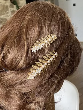 Como – Lot de 2 pinces cheveux mariée avec fleurs nacrées et perles Swarovski