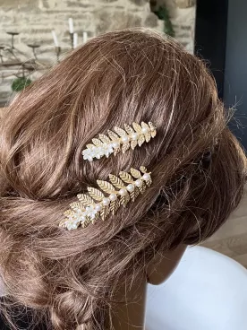 Como – Lot de 2 pinces cheveux mariée avec fleurs nacrées et perles Swarovski