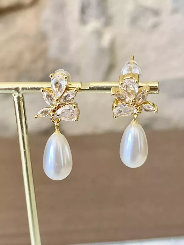 Boucles d'oreilles mariée Poésie Dorée