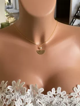 Collier de dos mariée Éventail Doré
