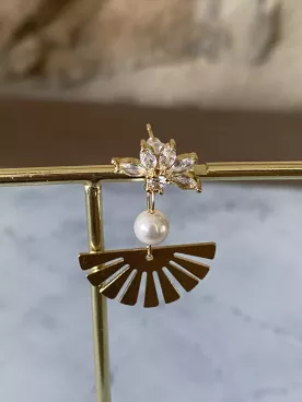 Boucles d'oreilles mariée Éventail de Perles