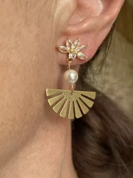 Boucles d'oreilles mariée Éventail de Perles