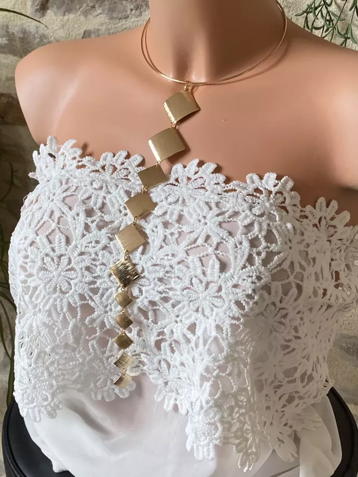 Collier ras du cou doré design géométrique – bijou moderne XXL Cascade