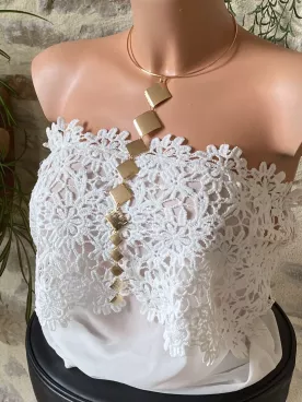 Collier ras du cou doré design géométrique – bijou moderne XXL Cascade