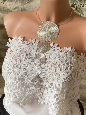 Collier Ondes Argentées géométrique XXL – cercles design tombants, bijou moderne