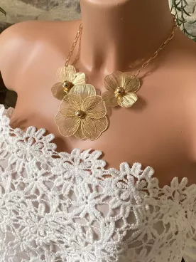 Collier  Fleurs en Scène XXL – bijou floral élégant et audacieux pour mariée ou soirée