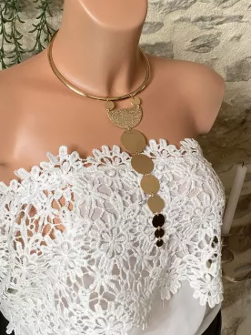 Collier doré Ombres Solaires XXL géométrique – cercles design tombants jusqu’à la taille, bijou audacieux
