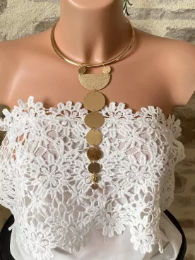 Collier doré Ombres Solaires XXL géométrique – cercles design tombants jusqu’à la taille, bijou audacieux