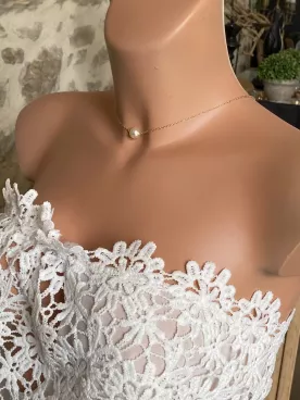 Collier de Mariée Feuillage d’Or – Laiton Doré & Perles Nacrées Swarovski