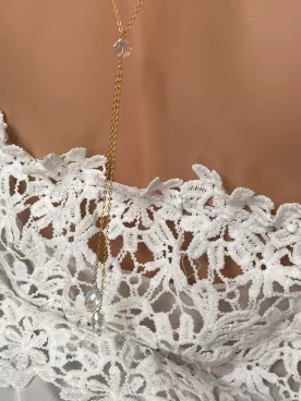 Zélina-Collier de Dos Mariée  – Gouttes de Cristal Swarovski en Doré, Argenté ou Gold Rose