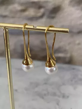 Boucles de Mariée Linaé – Doré Or Fin 24K & Perles Nacrées Swarovski