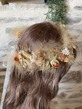 Couronne de Fleurs Séchées Alix – Couronne Bohème Naturelle pour Mariée ou Invitées