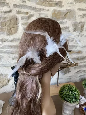 Pics à Cheveux Mariée Éole – Lot de 5 avec Plumes  Accessoires Coiffure Bohème Chic