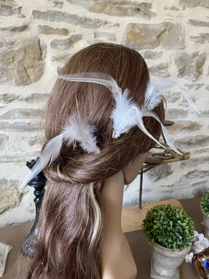 Pics à Cheveux Mariée Éole – Lot de 5 avec Plumes  Accessoires Coiffure Bohème Chic