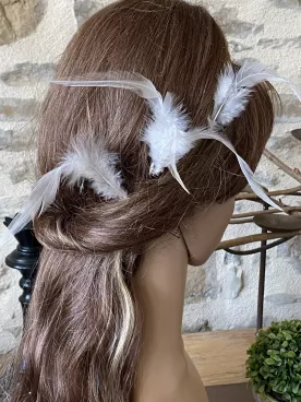 Pics à Cheveux Mariée Éole – Lot de 5 avec Plumes  Accessoires Coiffure Bohème Chic