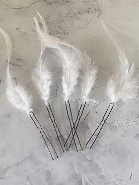 Pics à Cheveux Mariée Éole – Lot de 5 avec Plumes  Accessoires Coiffure Bohème Chic