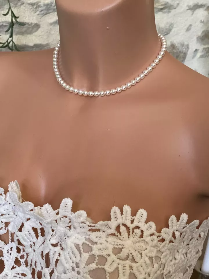 Collier Ras-du-Cou Clara – Perles Nacrées Swarovski | Mariée | Style Classique ou Vintage