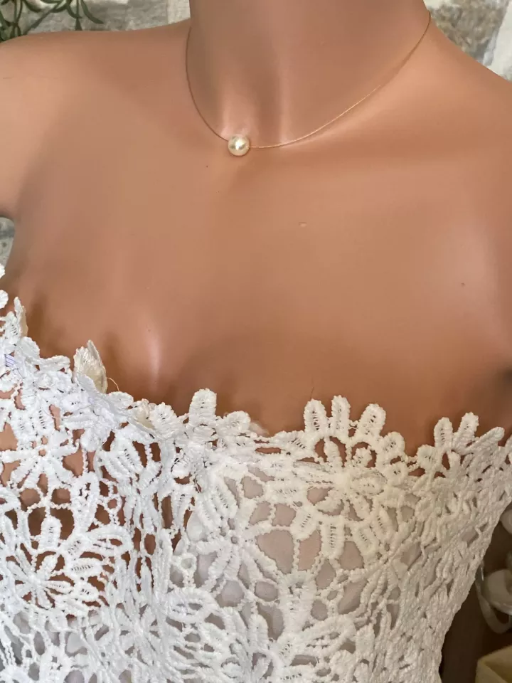 Collier Mariée Gaïa – Ras-du-Cou Câble Doré & Grosse Perle Nacrée | Design Minimaliste & Élégant