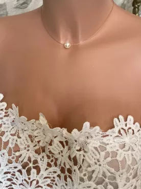 Collier Mariée Gaïa – Ras-du-Cou Câble Doré & Grosse Perle Nacrée | Design Minimaliste & Élégant