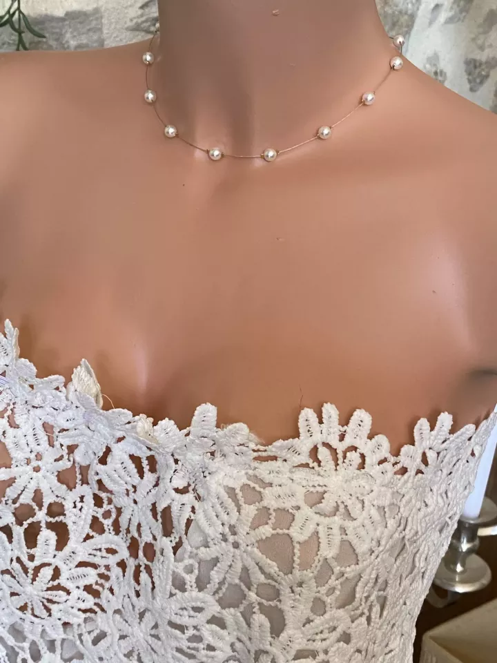 Collier Mariée Thaïa – Ras-du-Cou Câble Doré & Perles Nacrées Swarovski Espacées | Bijou Mariage Minimaliste