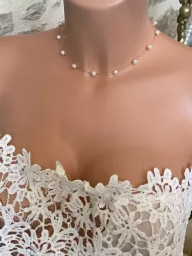 Collier Mariée Thaïa – Ras-du-Cou Câble Doré & Perles Nacrées Swarovski Espacées | Bijou Mariage Minimaliste