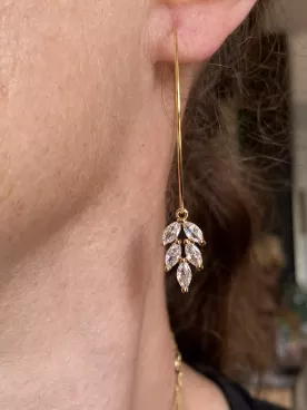 Boucles d’oreilles Noémie créoles feuillage zirconium