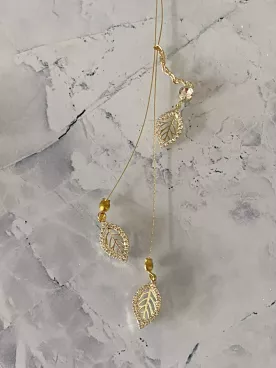 Collier de dos Colette mariage feuille dorée – Bijou dos nu délicat et fin avec zirconium , parfait pour robe de mariée bohème