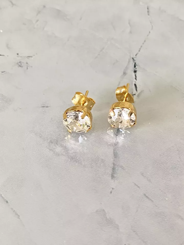 Boucles d’oreilles mariée cristal Swarovski 8 mm– Doré à l’or fin ou argent – Bijoux mariage  – Élégantes & raffinées
