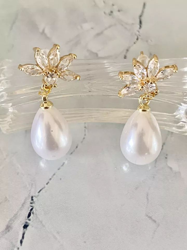 Boucles d'oreilles mariée Fleur de Grâce