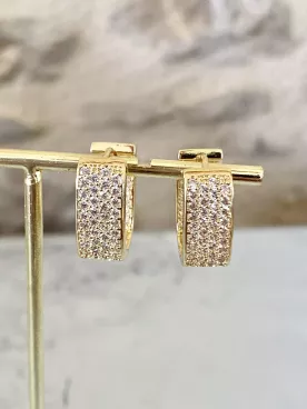 Boucles d’oreilles créoles dorées – Élégantes avec strass scintillants pour mariage et soirée