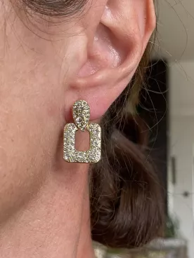 Boucles d’oreilles mariée – Carré tombant en strass, thème Élégance & Princesse