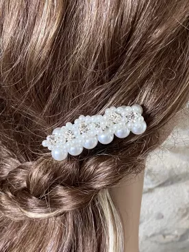 Peigne de mariée – Perles nacrées et strass argentés pour coiffure élégante