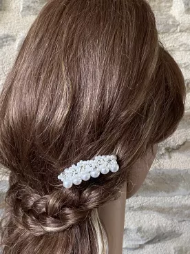 Peigne de mariée – Perles nacrées et strass argentés pour coiffure élégante