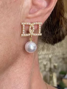 Boucles d’oreilles motif deux D entrelacés – Élégantes et raffinées pour mariée ou soirée