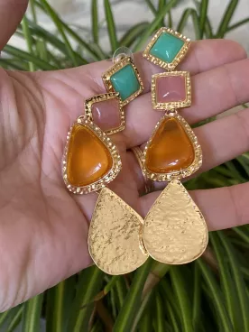 Boucles d’oreilles XXL colorées rétro – Tendance soirée, mariage, cadeau femme