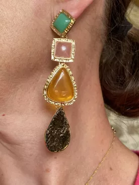 Boucles d’oreilles XXL colorées rétro – Tendance soirée, mariage, cadeau femme