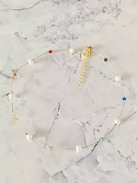 Collier mariage Palette arc-en-ciel – Perles nacrées & cristaux Swarovski, création sur mesure