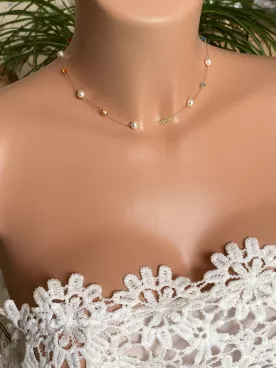 Collier mariage Palette arc-en-ciel – Perles nacrées & cristaux Swarovski, création sur mesure
