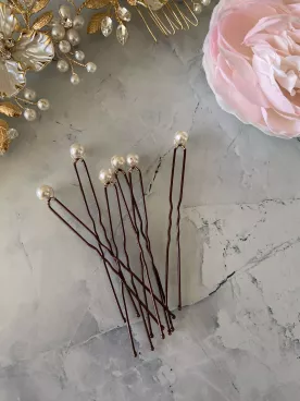 Perles Divines – Lot de 6 pics à cheveux mariage en perles de cristal nacrées