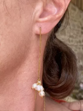 Sirius – Boucles d’oreilles de mariée dorées, minimalistes, avec véritables perles d’eau douce et perle nacrée Swarovski