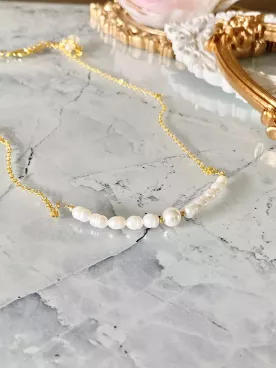 Sirius- Collier de mariée minimaliste doré – Véritables perles d’eau douce - perles nacrées Swarovski bijou délicat